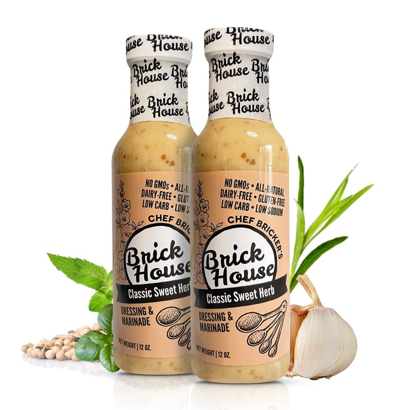 Brick House Classic Sweet Herb Vinaigrette Dressing & Marinade – 2 Pack, Low-Sodium, Keto-Friendly