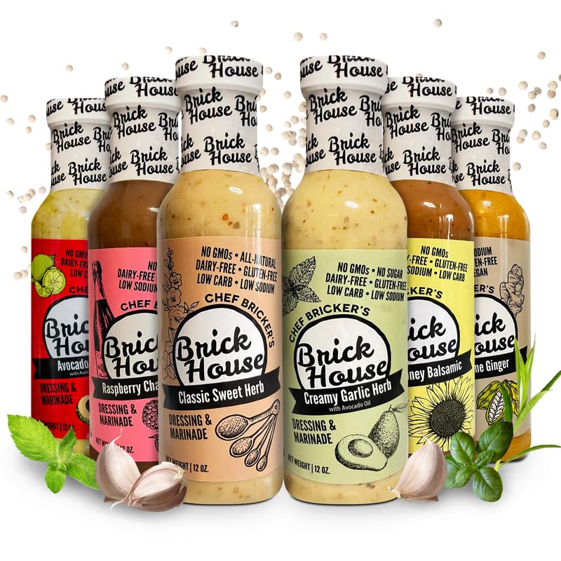 Brick House 6-Flavor Low-Sodium Salad Dressing Bundle – Gluten-Free, Keto & Vegan Options