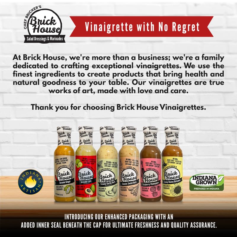 Brick House 6-Flavor Low-Sodium Salad Dressing Bundle – Gluten-Free, Keto & Vegan Options