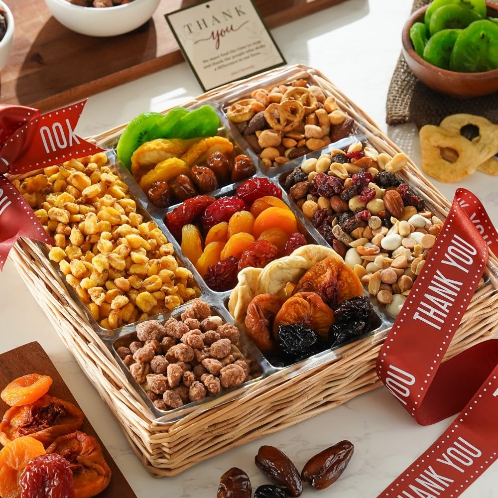 Broadway Basketeers Deluxe Thank You Gift Basket – Premium Dried Fruit & Nuts