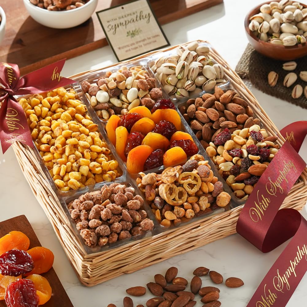 Broadway Basketeers Fruit & Nuts Sympathy Gift Basket | Gourmet Bereavement Care