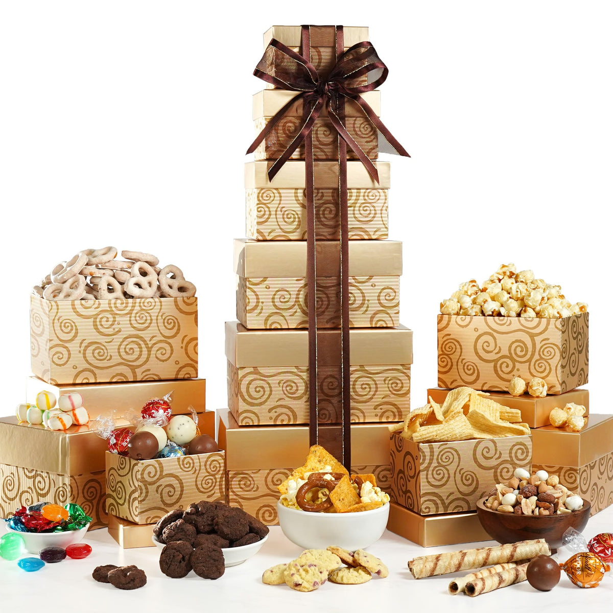 Broadway Basketeers Mother's Day Gift Tower – Gourmet Cookies & Snack Treats, Kosher