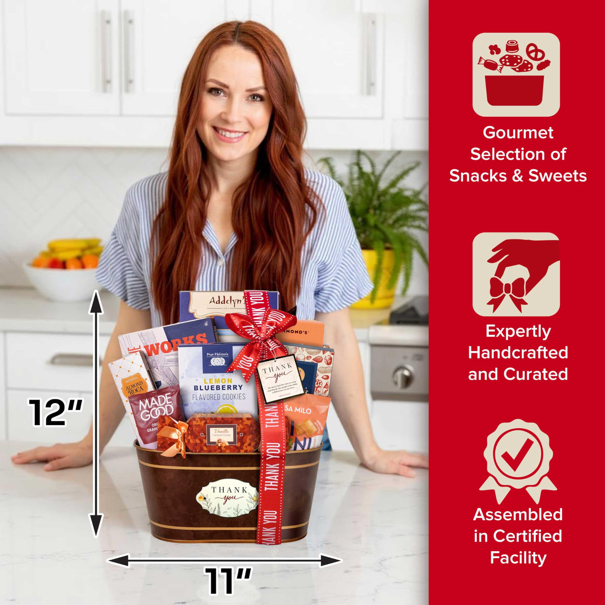 Broadway Basketeers Thank You Gift Basket – Gourmet Sweets & Savories, 3 lb