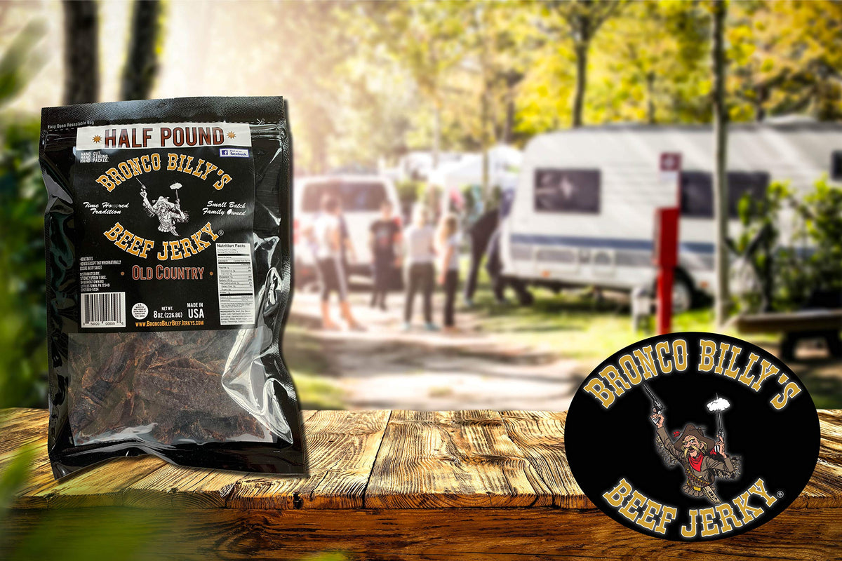 Bronco Billy's Beef Jerky – Hickory Smoked Old Country Half-Pound Resealable Bag