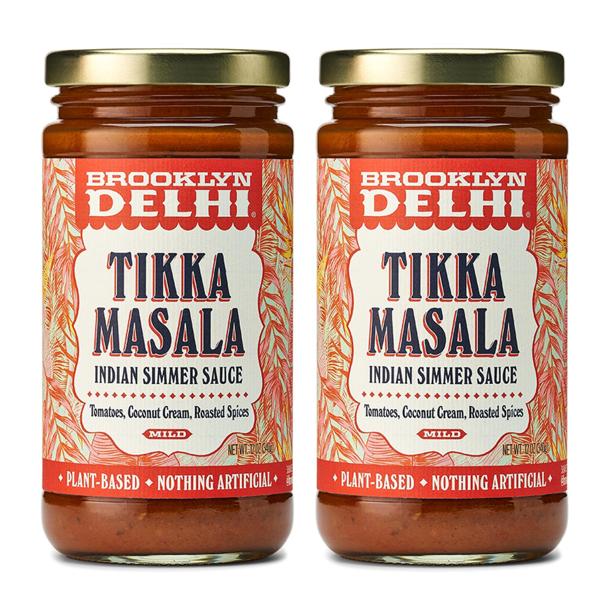 Brooklyn Delhi Tikka Masala - 2pk Indian Simmer Sauce | Tangy Tomatoes, Coconut Cream & Roasted Spices - 12oz - Mild, Kid-Friendly Flavor