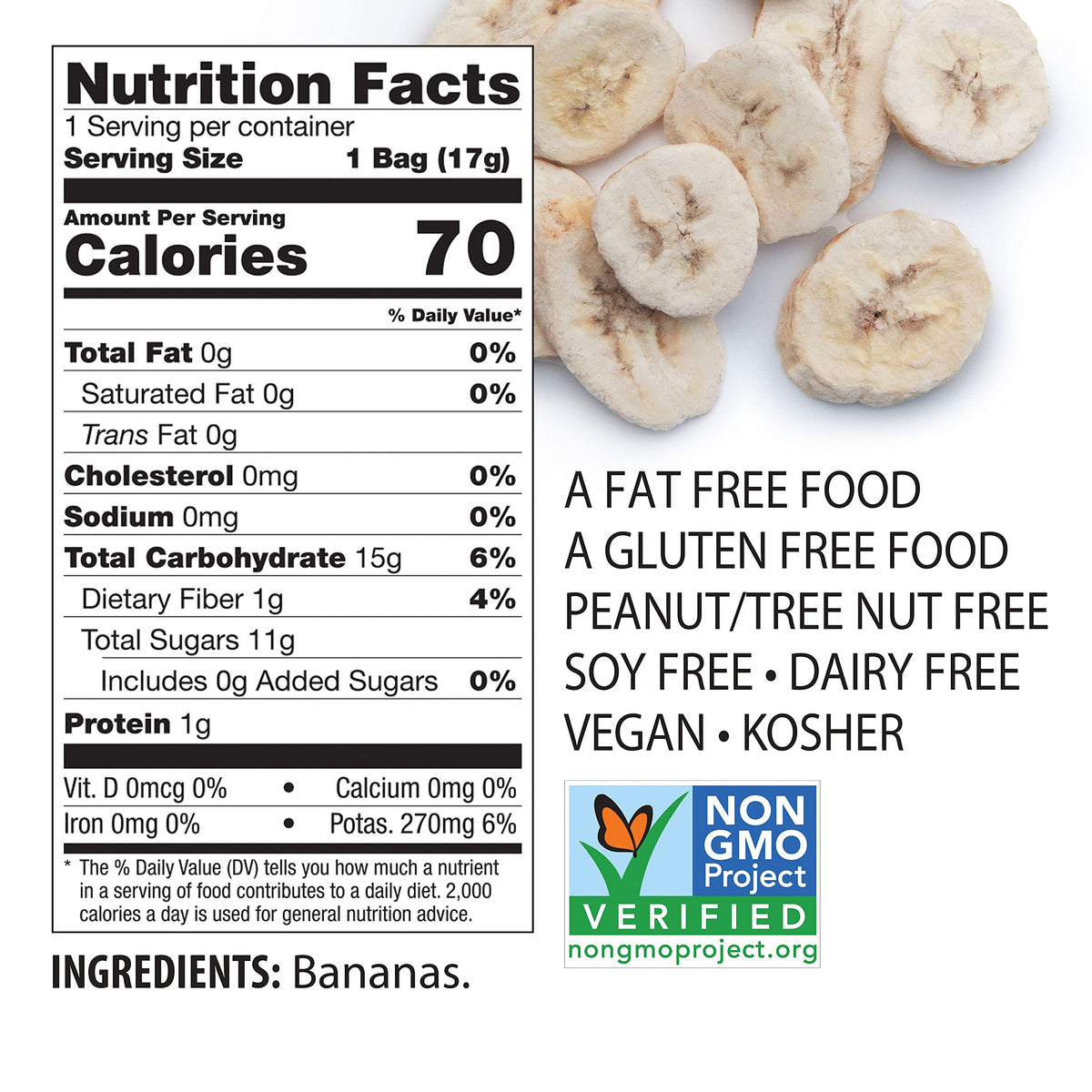 Brothers All Natural Freeze Dried Banana Crisps – 24 Pack (0.59 oz Each) – Gluten Free, Soy Free, Vegan
