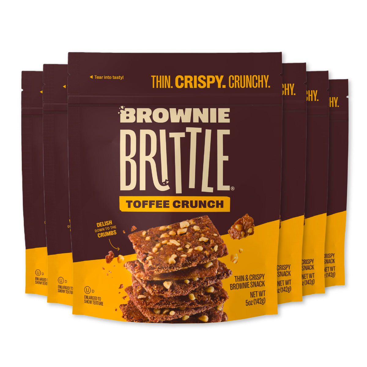 Brownie Brittle Toffee Crunch – Crispy Edge Brownie Bites (Pack of 6, 5 oz) | Rich Gourmet Dessert
