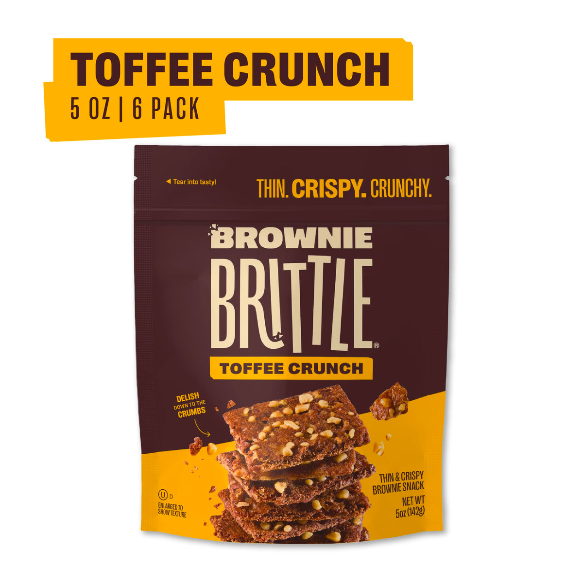 Brownie Brittle Toffee Crunch – Crispy Edge Brownie Bites (Pack of 6, 5 oz) | Rich Gourmet Dessert