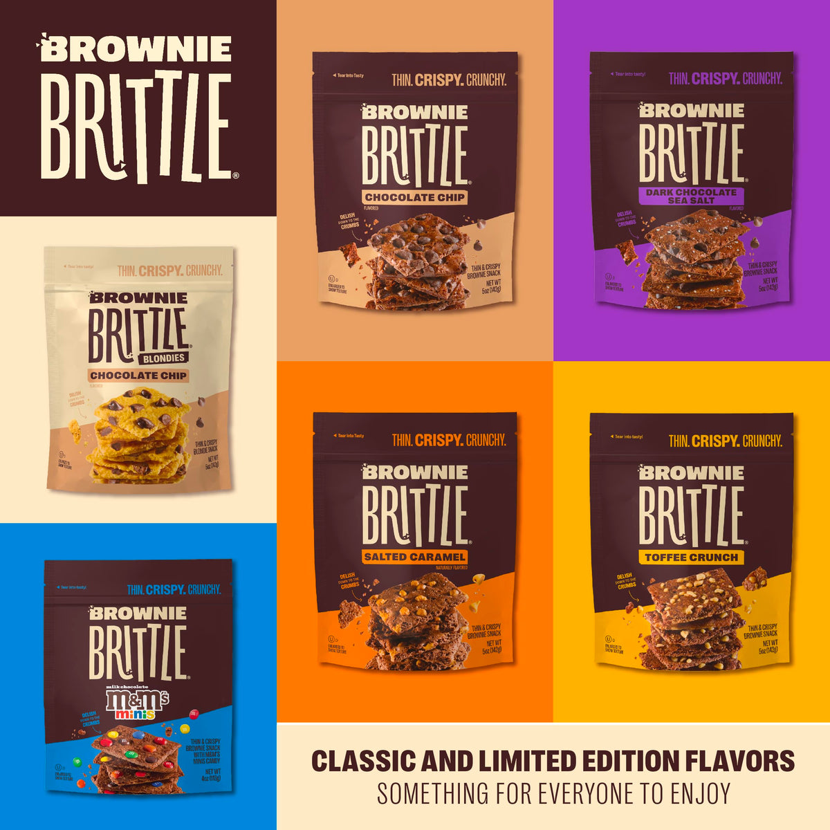 Brownie Brittle Toffee Crunch – Crispy Edge Brownie Bites (Pack of 6, 5 oz) | Rich Gourmet Dessert