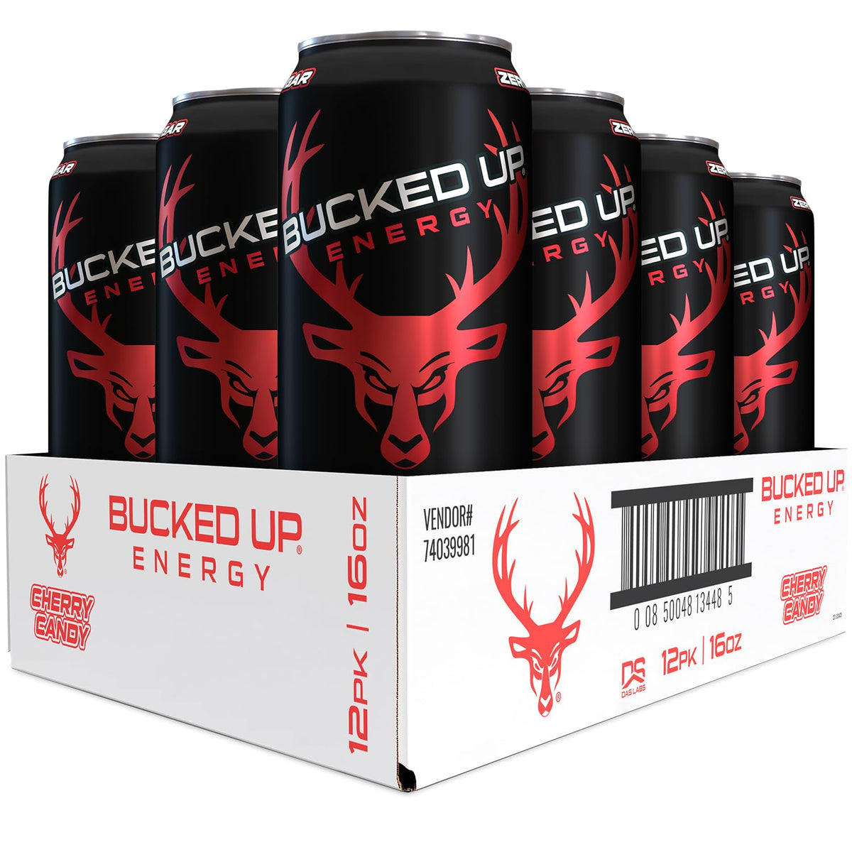 Bucked Up Energy Drink 300mg Cherry Hard Candy (12 CT) – Sugar-Free, Ready-To-Drink