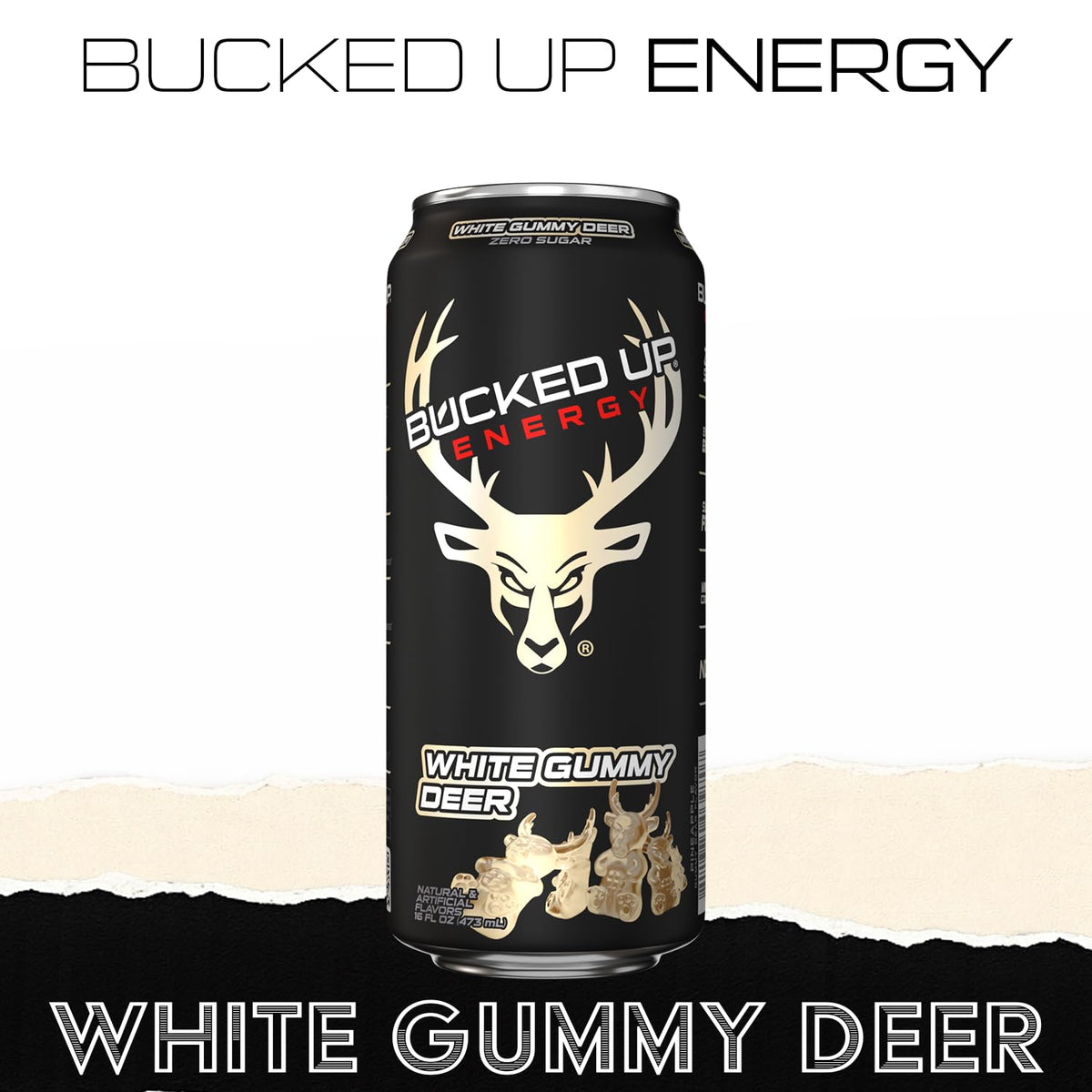 Bucked Up Energy Drink 300mg – White Gummy Deer (12 CT)