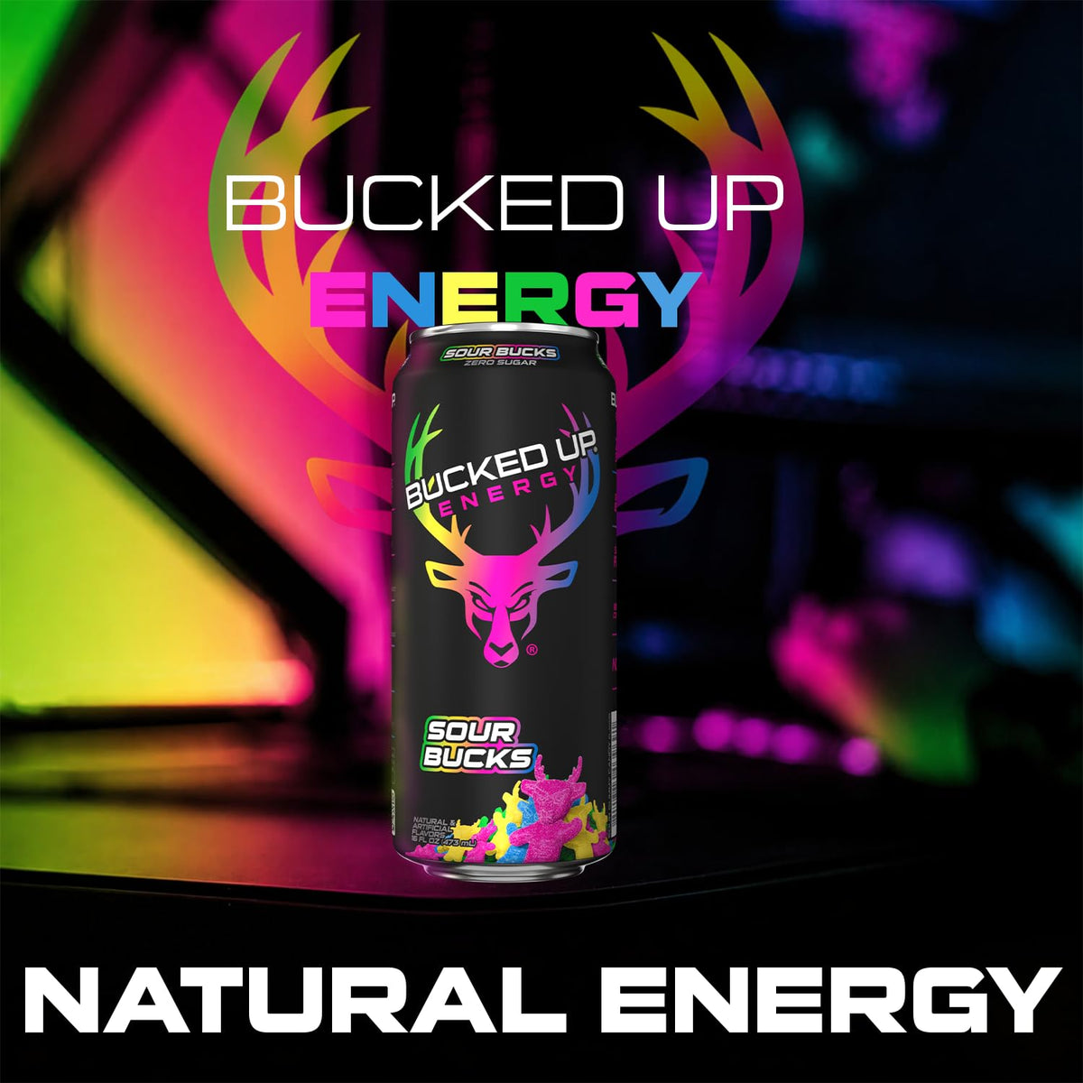 Bucked Up Sour Bucks 300mg Energy Drink – 12 CT (Sugar-Free, Ready-to-Drink)