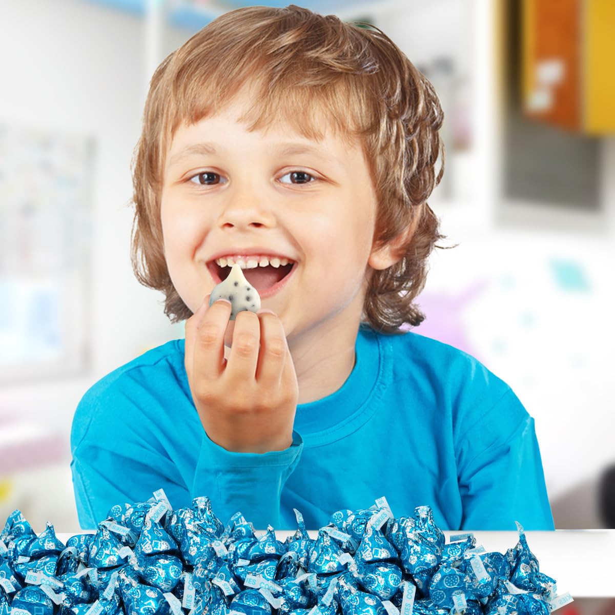 Buha Sweets Cookies & Cream Kisses – 4 lb Bulk Blue Wrapped White Chocolate Candies (Approx. 400)