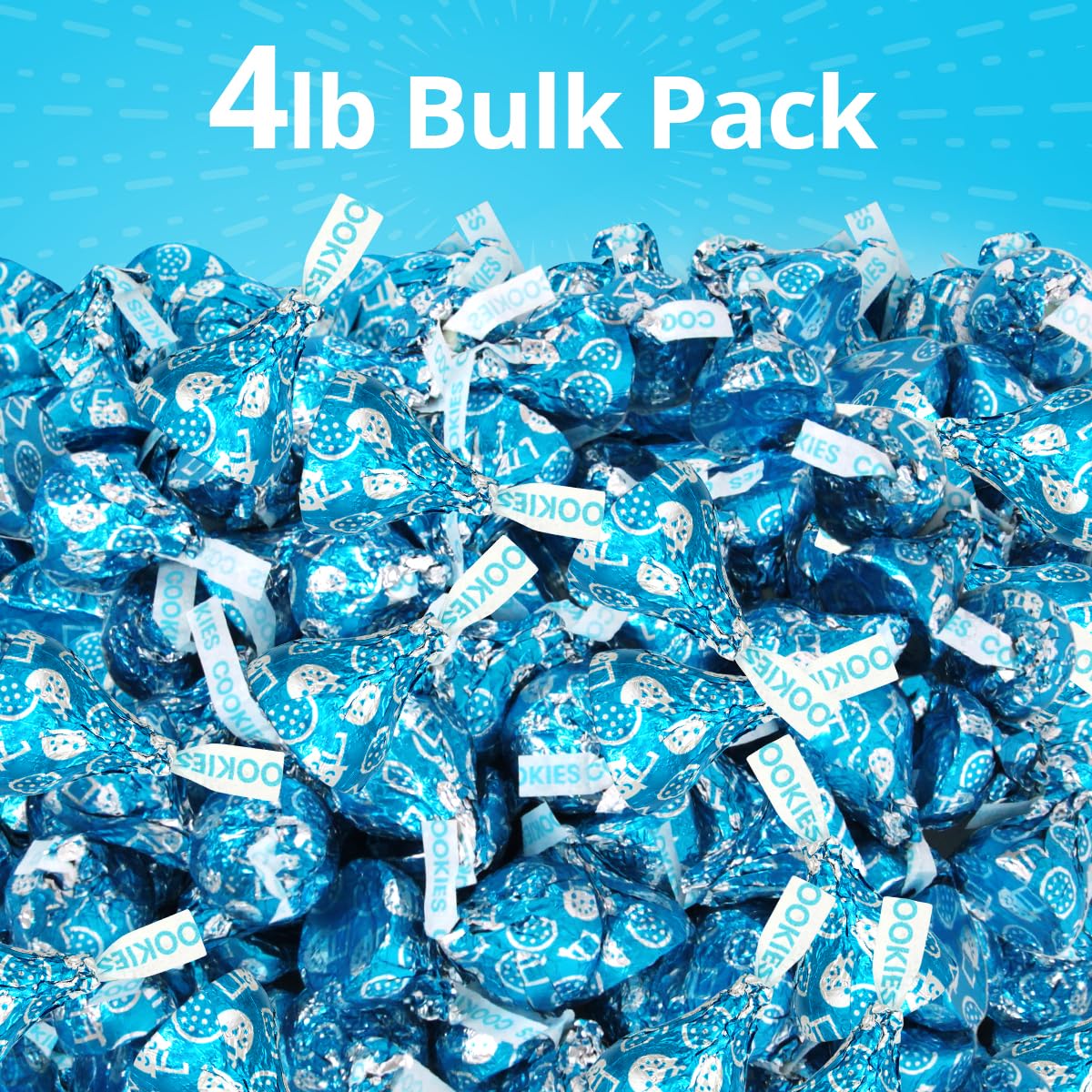 Buha Sweets Cookies & Cream Kisses – 4 lb Bulk Blue Wrapped White Chocolate Candies (Approx. 400)