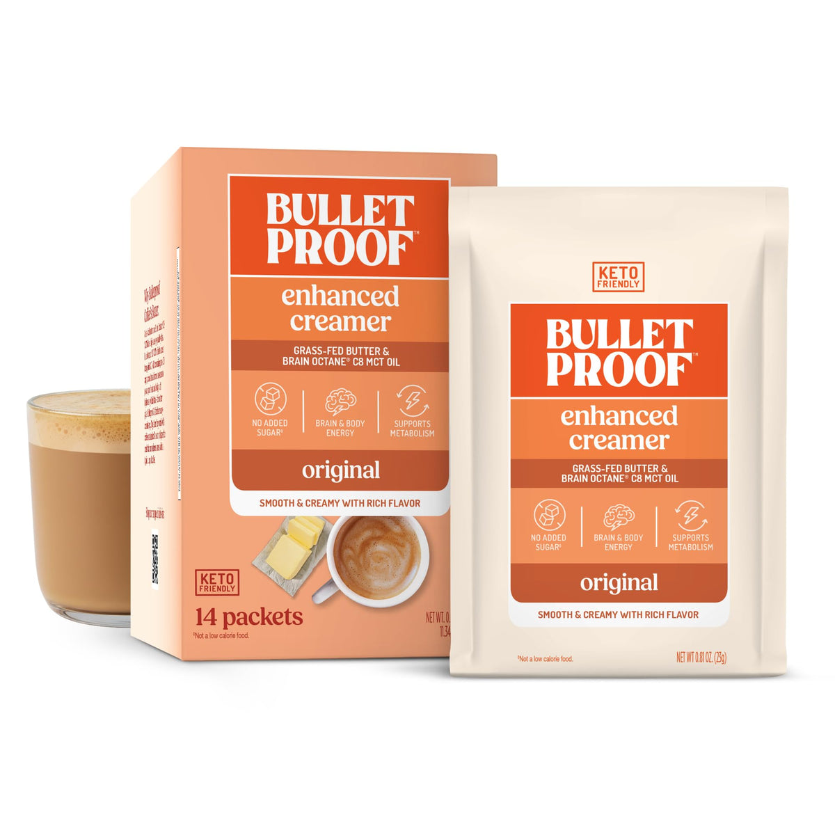 Bulletproof InstaMix Original Unflavored Keto Coffee Creamer Packets – 14 Count with Grass-Fed Butter & Brain Octane C8 MCT Oil