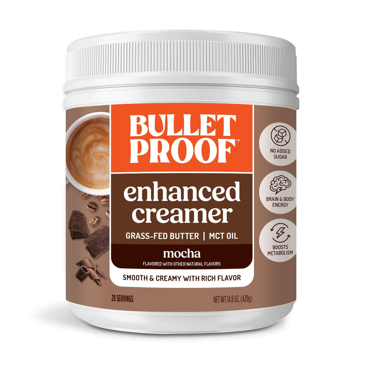 Bulletproof Mocha Creamer – Keto Coffee Creamer with MCT Oil, Grass-Fed Butter, Real Cocoa | No Sugar Added