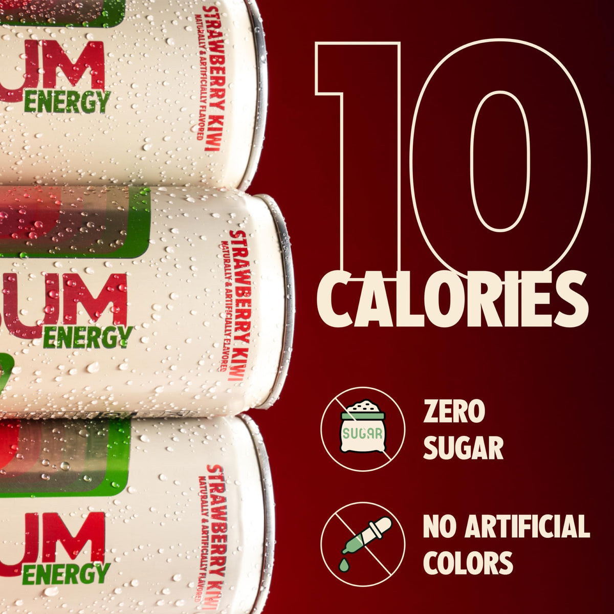 Bum Energy Sugar-Free Strawberry Kiwi – Clean Energy with Cognizin & Natural Caffeine (12 Pack)