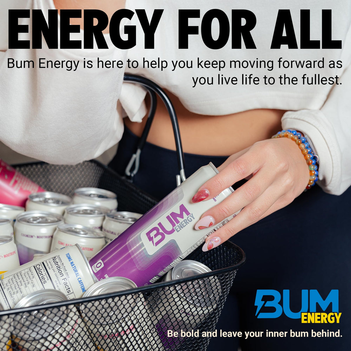 BUM Sugar-Free Energy Drink – Blueberry Lemonade, Natural Caffeine & Cognizin | 12-Pack