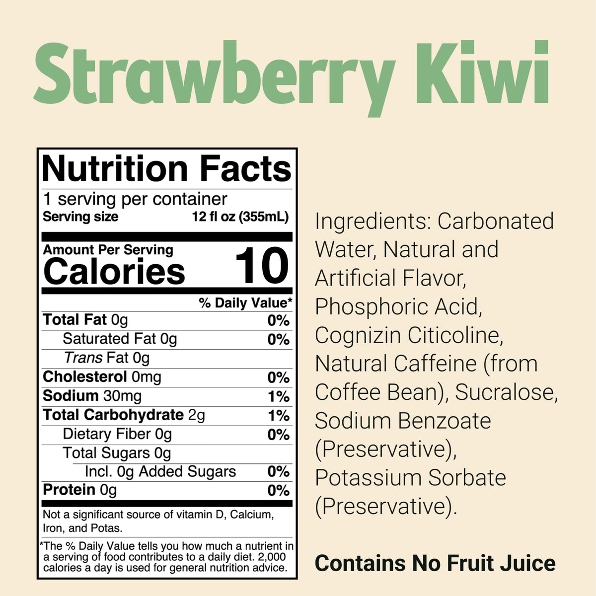 Bum Energy Sugar-Free Strawberry Kiwi – Clean Energy with Cognizin & Natural Caffeine (12 Pack)