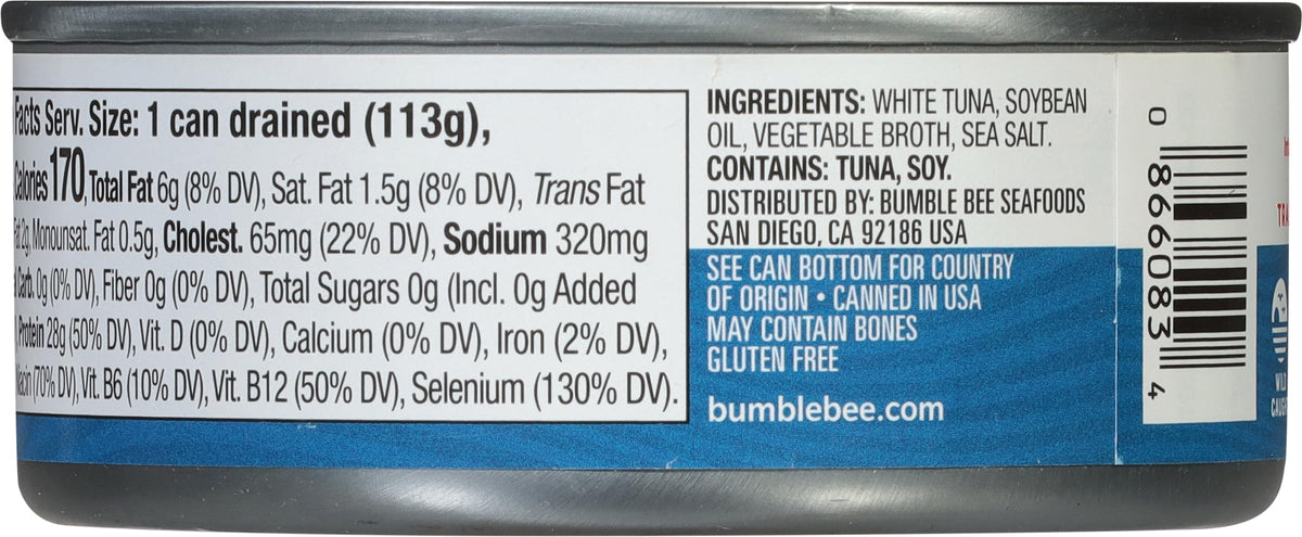 Bumble Bee Solid White Albacore Tuna in Oil – 5 oz Can (Pack of 24) | Wild-Caught, 28g Protein, Omega-3s, Non-GMO, Gluten Free