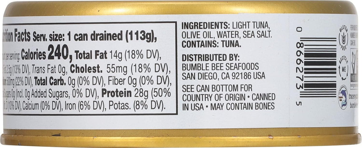 Bumble Bee Prime Tonno Tuna in Olive Oil - Wild CCaught Yellowfin Ahi, 5 oz Cans (12 Pack)