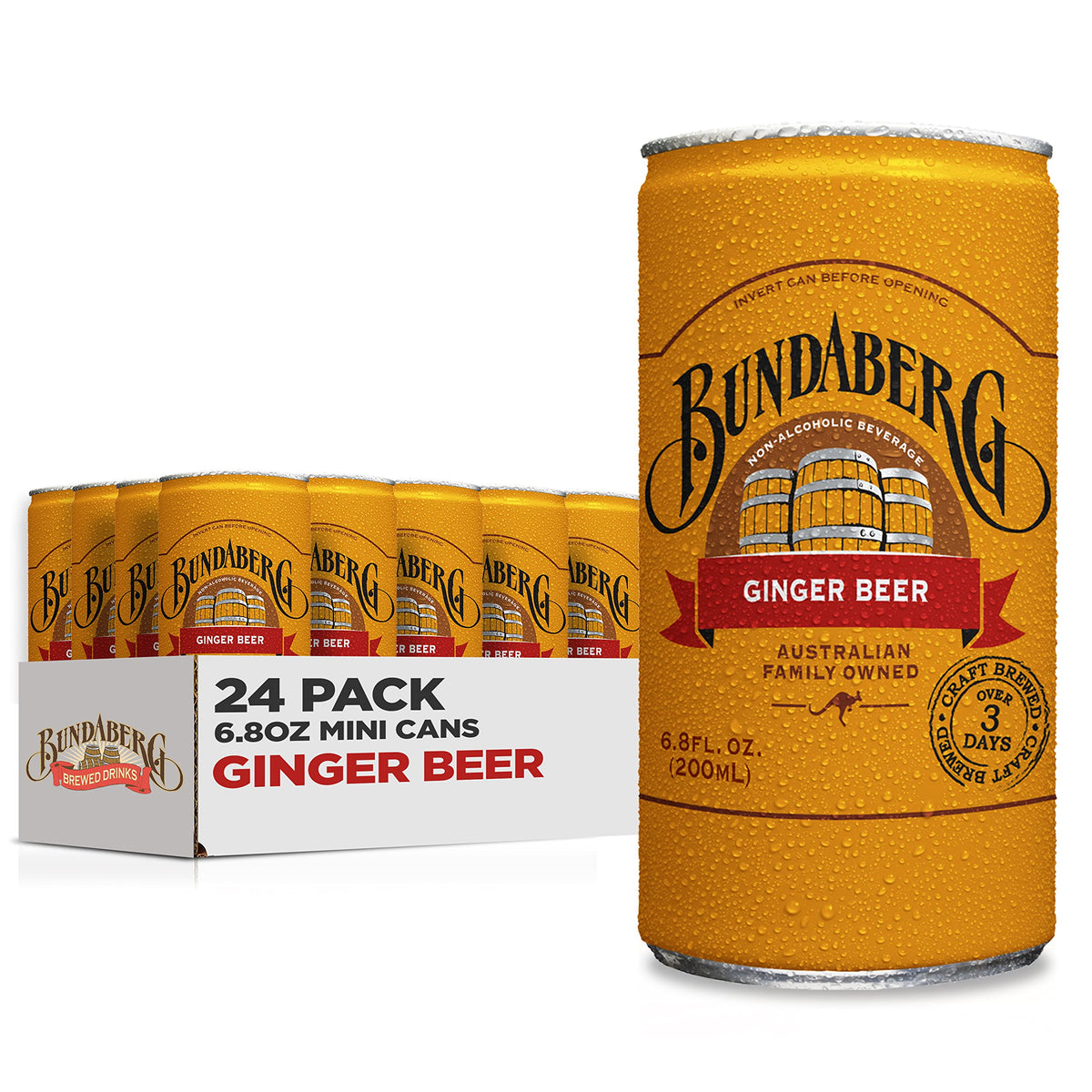 Bundaberg Ginger Beer 24-Pack | 6.8oz Cans | Naturally Brewed