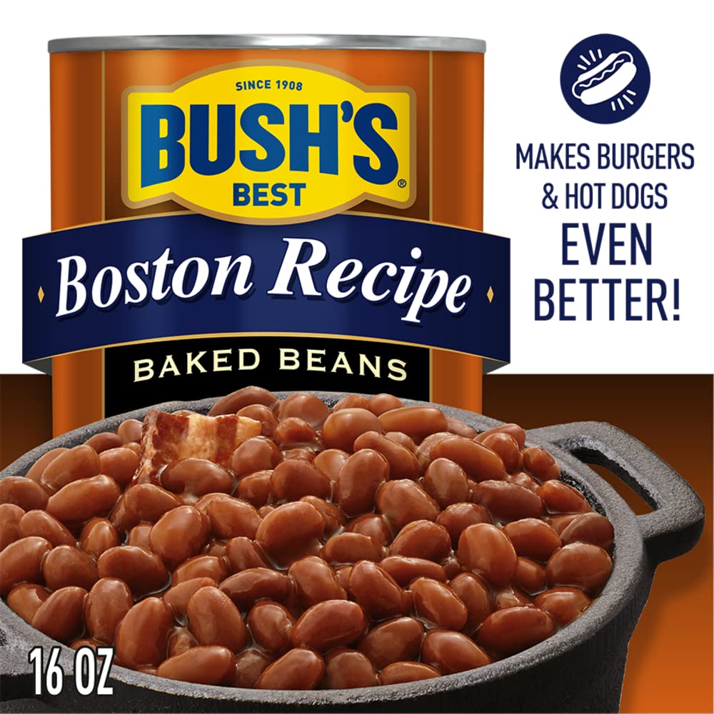 Bush's Best Boston Baked Beans – 16 oz Cans, Gluten Free, Low Fat (12-Pack)