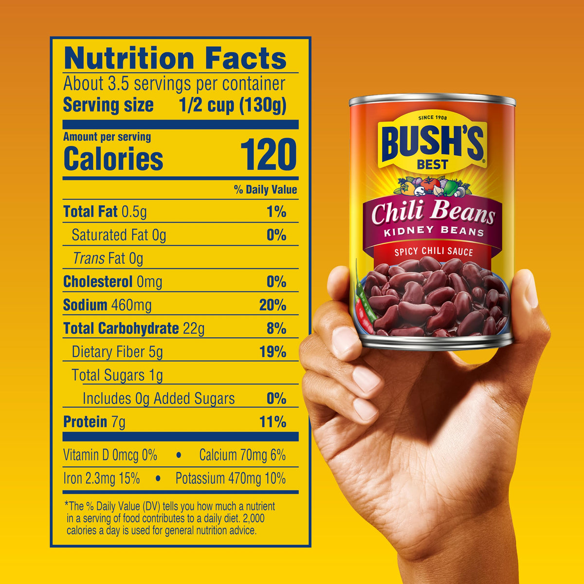 Bush's Best 16 oz Spicy Dark Red Chili Beans – Plant-Based Protein & Fiber (Pack of 12)