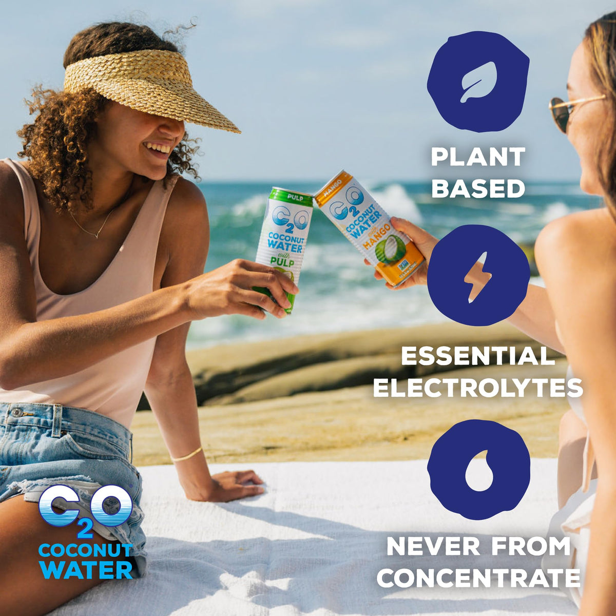 C2O Coconut Water with Pulp (12 Pack) – Fresh Coconut Water, Electrolytes & Potassium | Plant Based, Non-GMO