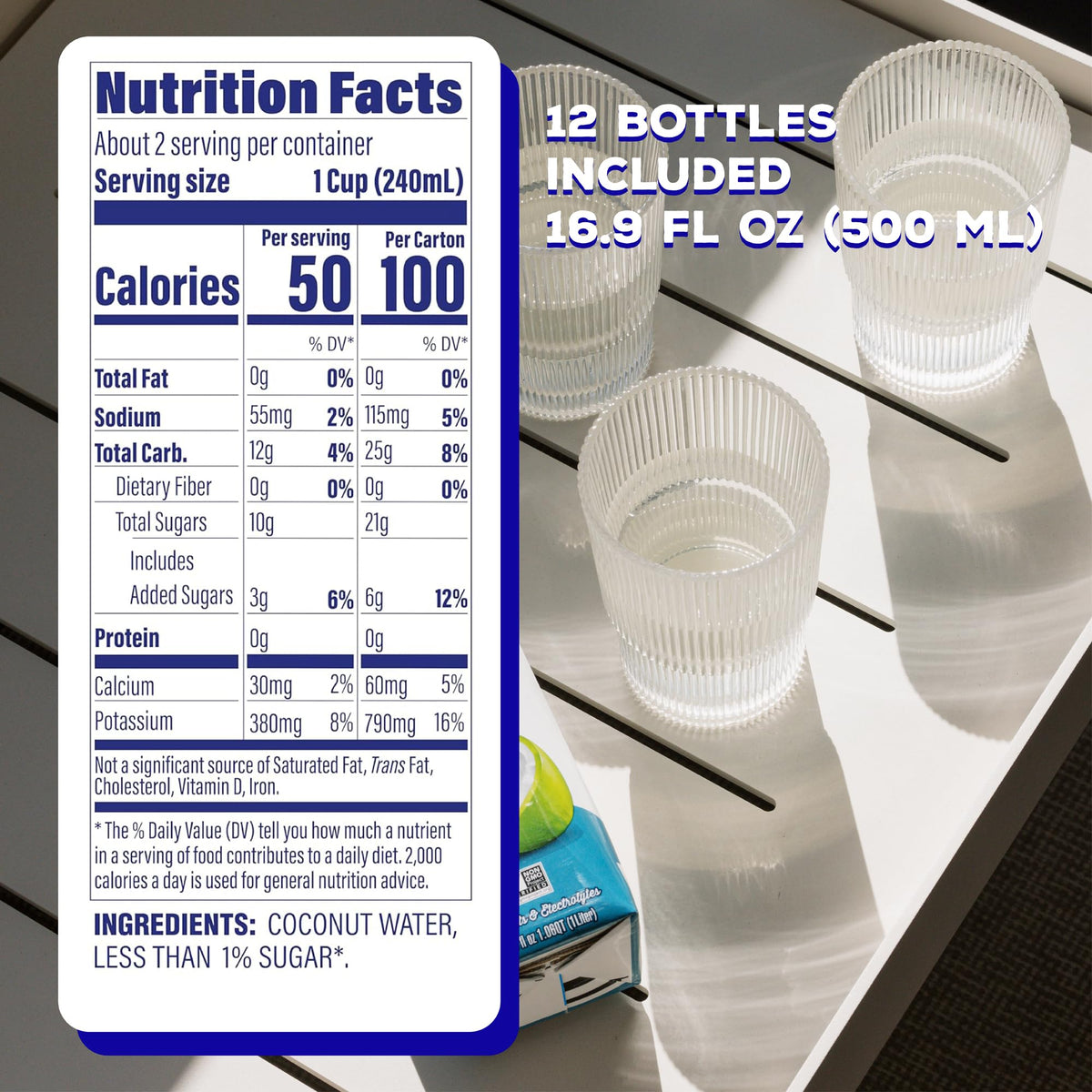C2O Original Coconut Water - 12 Pack | Fresh, Plant-Based Hydration with Electrolytes