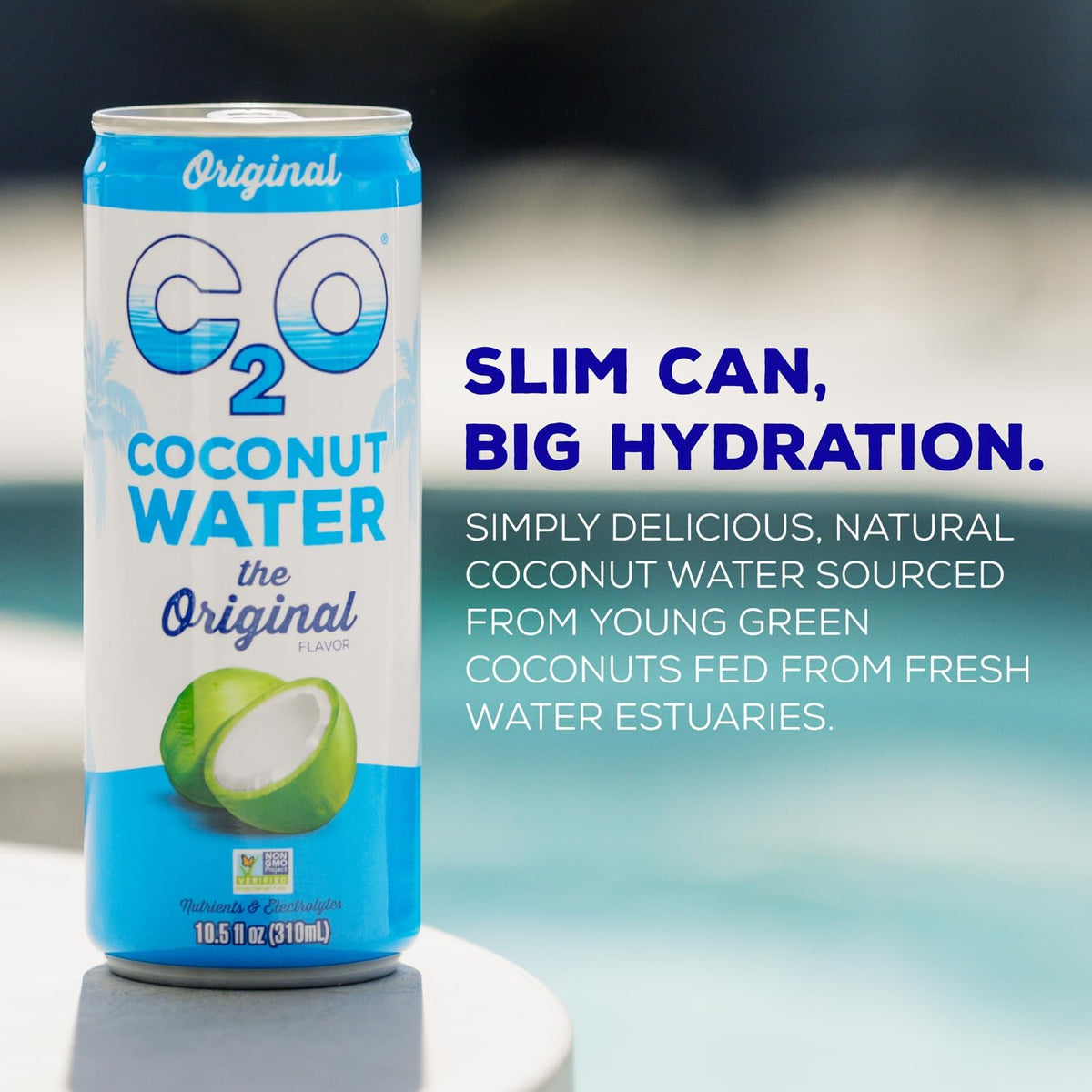 C2O Original Coconut Water - 15 Pack, 10.5 oz Cans | Natural Hydration, Electrolytes & Potassium