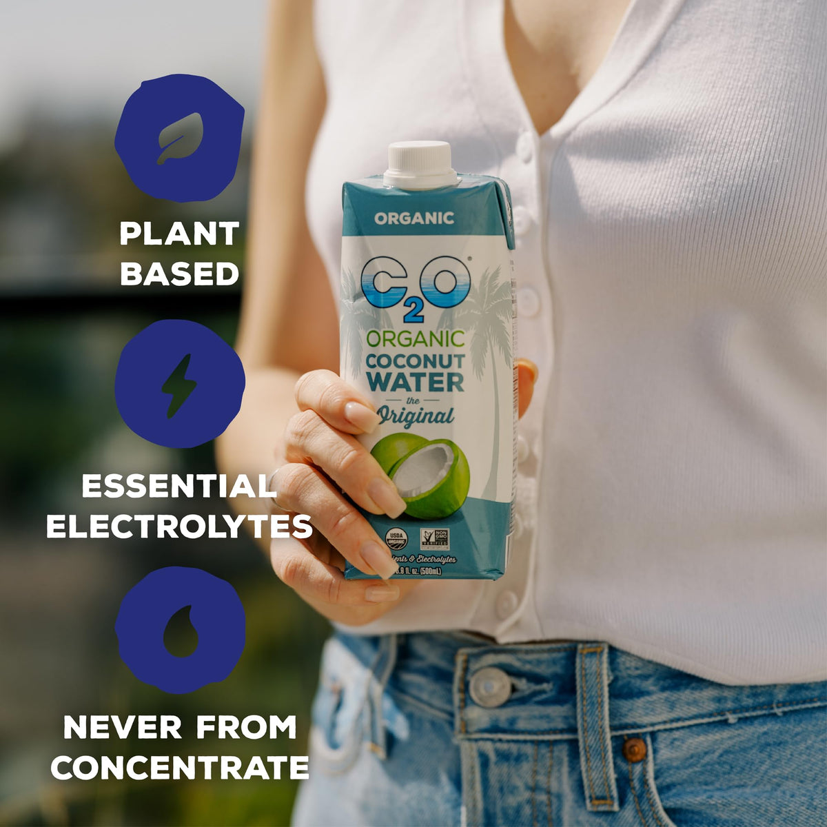 C2O Organic Coconut Water - Original Flavor (6 Pack) | Fresh, Non-GMO, Plant-Based Hydration, 33.8 fl oz
