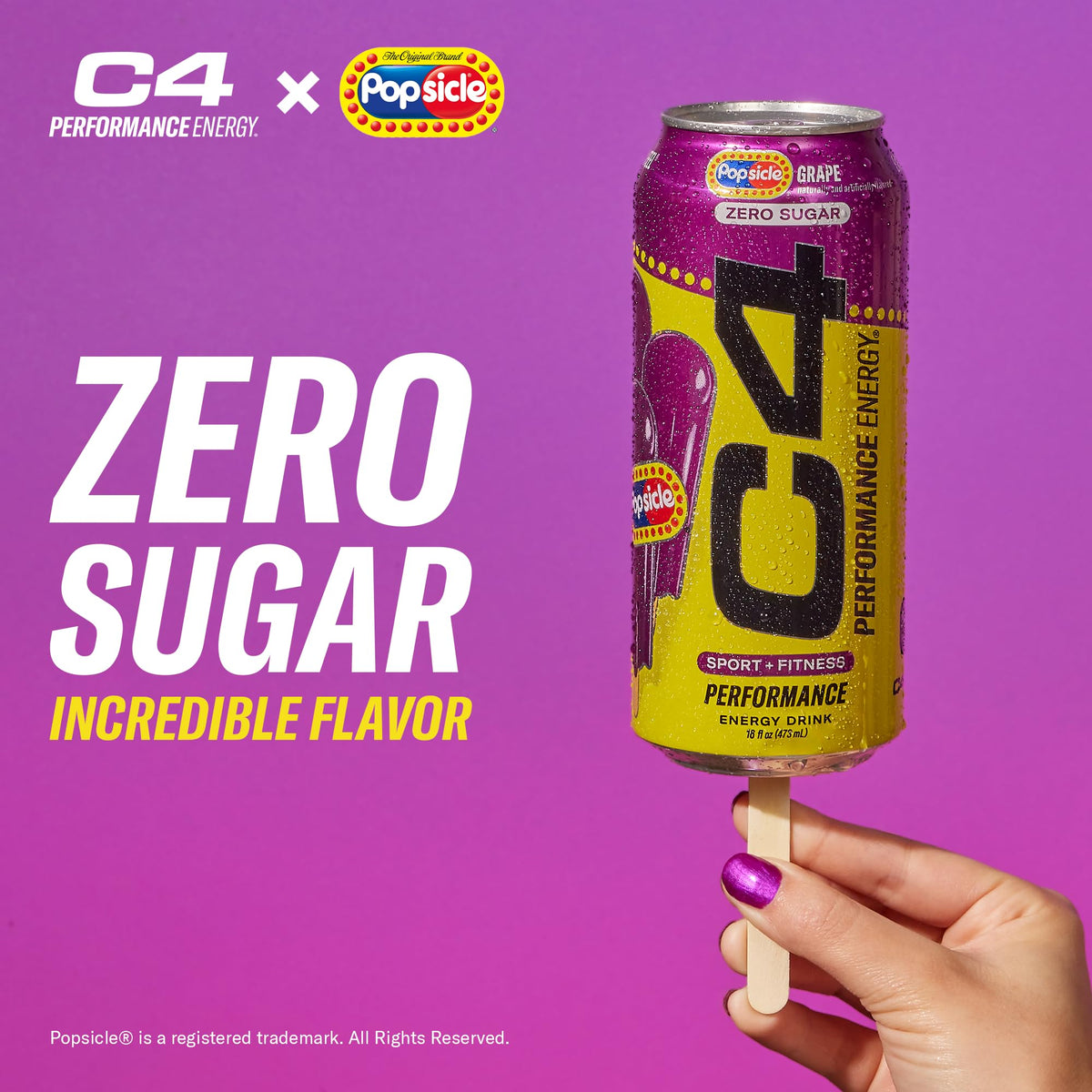 C4 Energy Drink x Popsicle Variety Pack – Sugar-Free, 16 oz Cans, 12-Pack, 3 Flavors