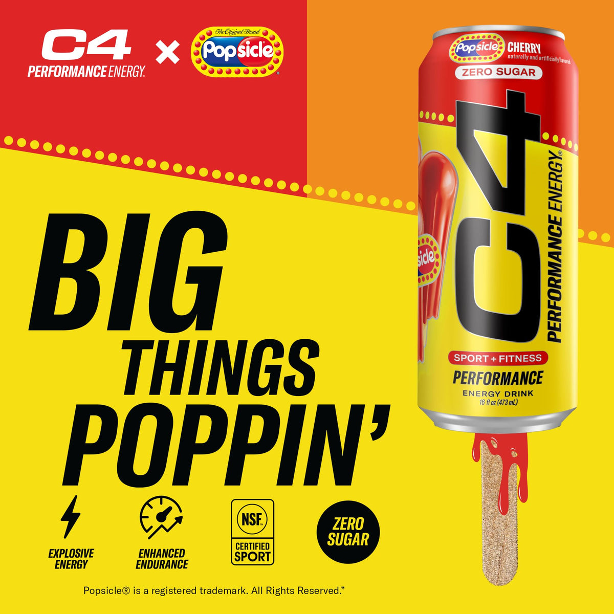 C4 Energy Drink x Popsicle Variety Pack – Sugar-Free, 16 oz Cans, 12-Pack, 3 Flavors