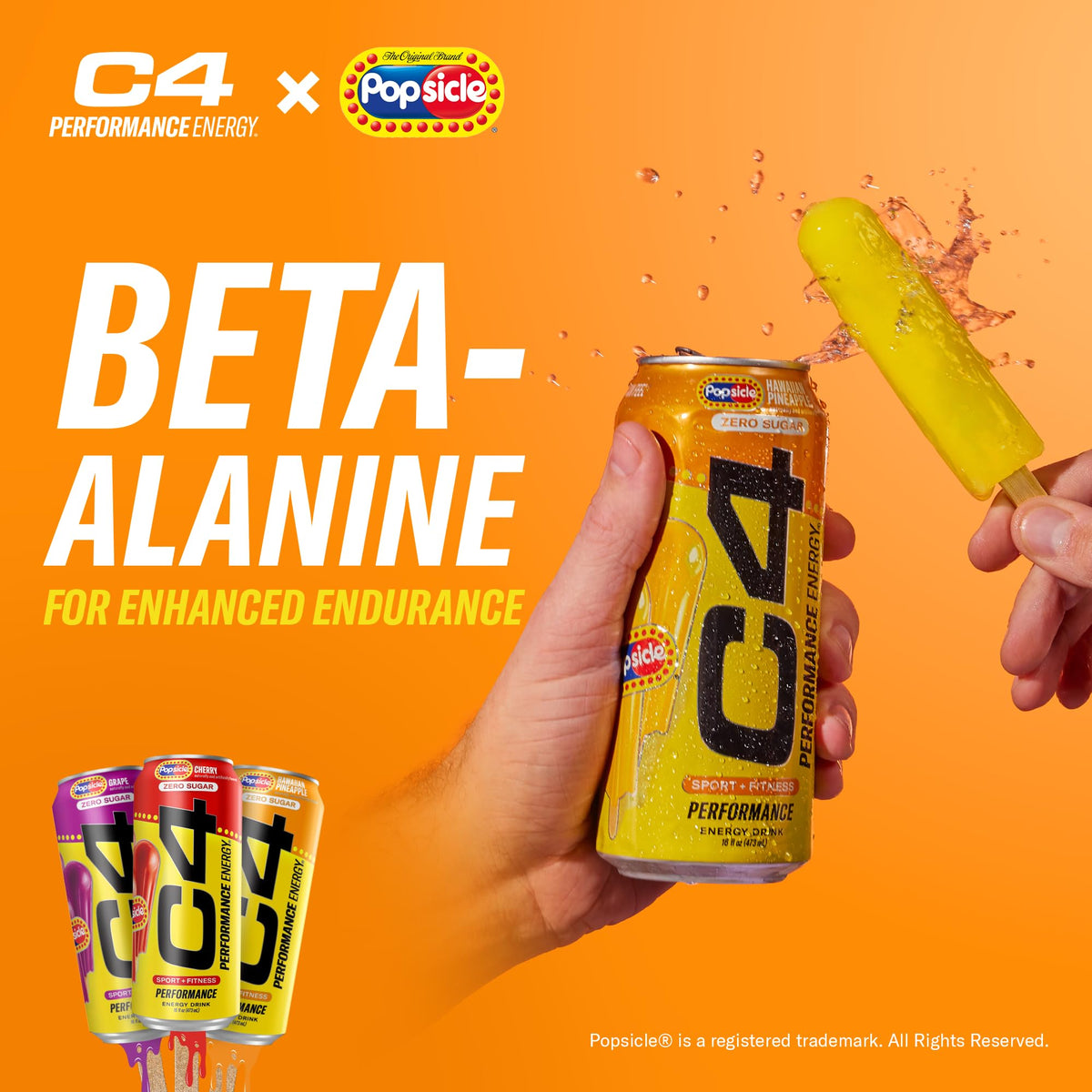 C4 Energy Drink x Popsicle Variety Pack – Sugar-Free, 16 oz Cans, 12-Pack, 3 Flavors