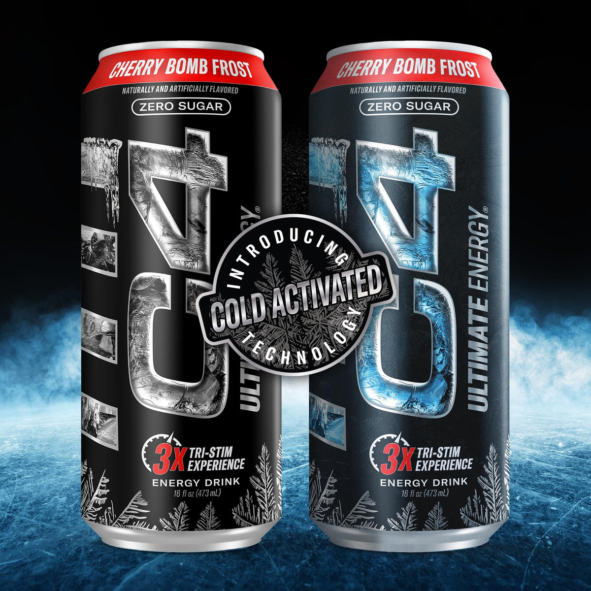 C4 Ultimate Frost Zero Sugar Energy Drink – Cherry Bomb Frost, 16oz (Pack of 12)