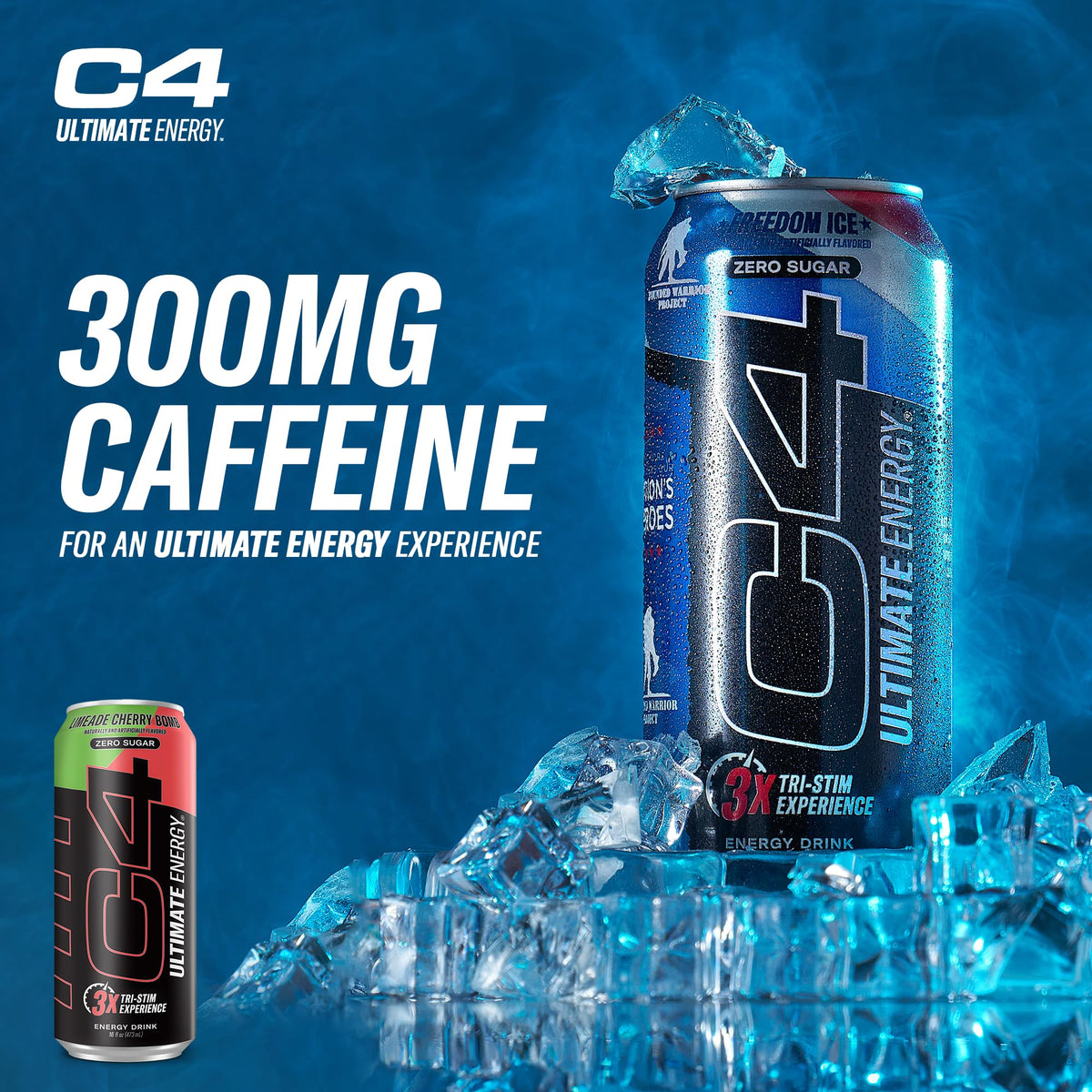 C4 Ultimate Zero Sugar Energy Drink Limeade Cherry Bomb (16oz) — Pack of 12