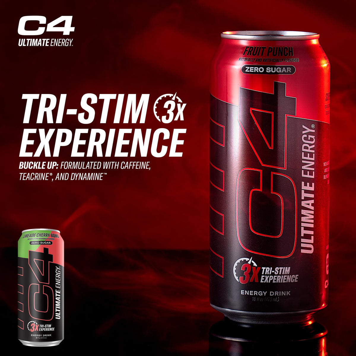 C4 Ultimate Zero Sugar Energy Drink Limeade Cherry Bomb (16oz) — Pack of 12