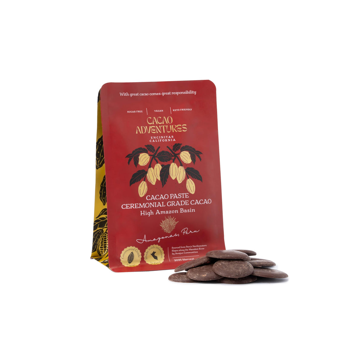 Cacao Adventures Ceremonial Grade Cacao – 100% Pure, Dairy Free & Vegan (8 oz)