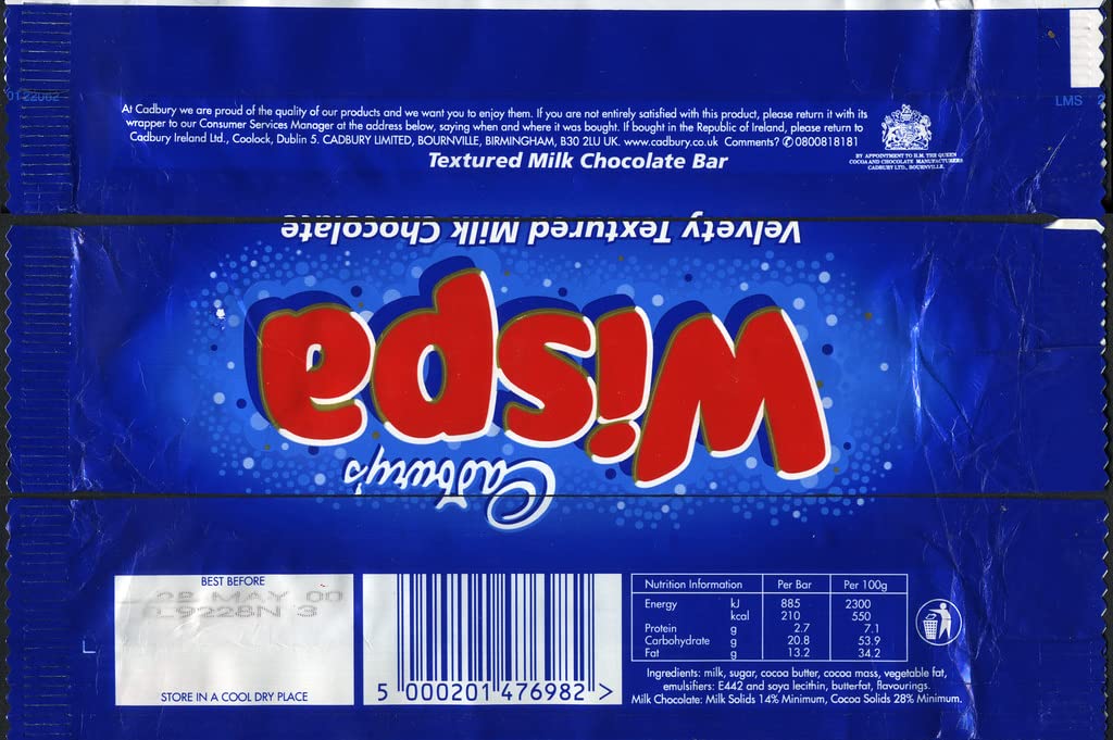 Cadbury Wispa 4 Bars (Pack of 11, 44 Bars) – Smooth Milk Chocolate