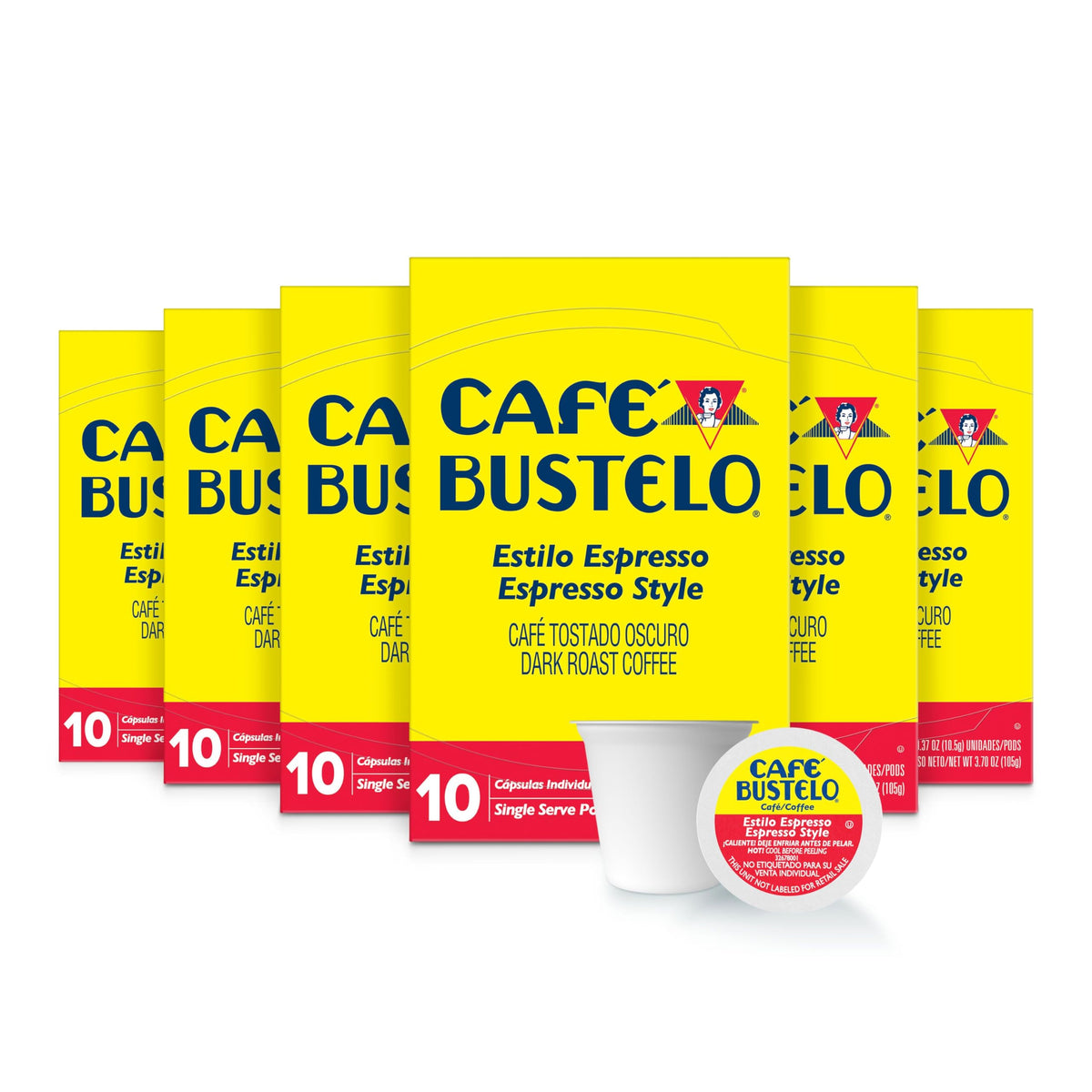 Cafe Bustelo Espresso Style Dark Roast Coffee Pods - 60 Count Pack (6 Boxes) - Keurig Compatible