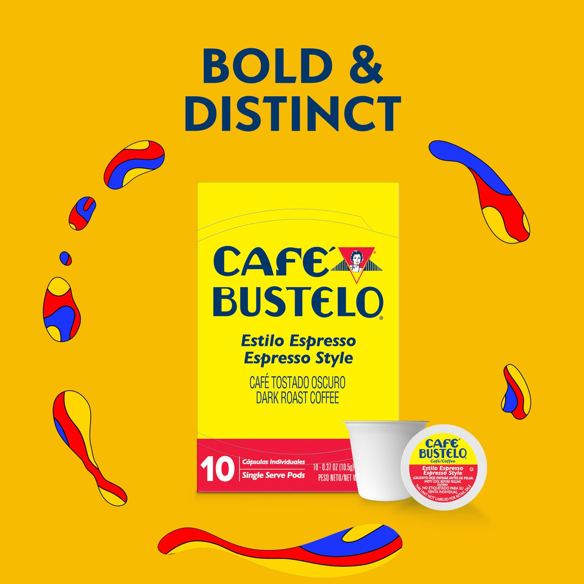 Cafe Bustelo Espresso Style Dark Roast Coffee Pods - 60 Count Pack (6 Boxes) - Keurig Compatible