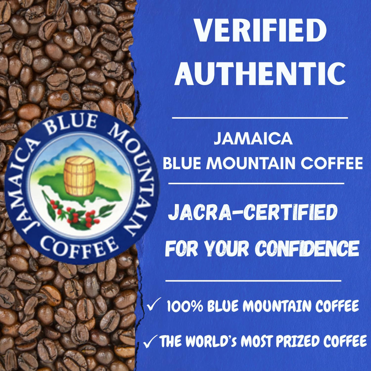 Cafe Blue – 100% Authentic Jamaica Blue Mountain Coffee (Clifton Mount), Medium Roast, 16 oz