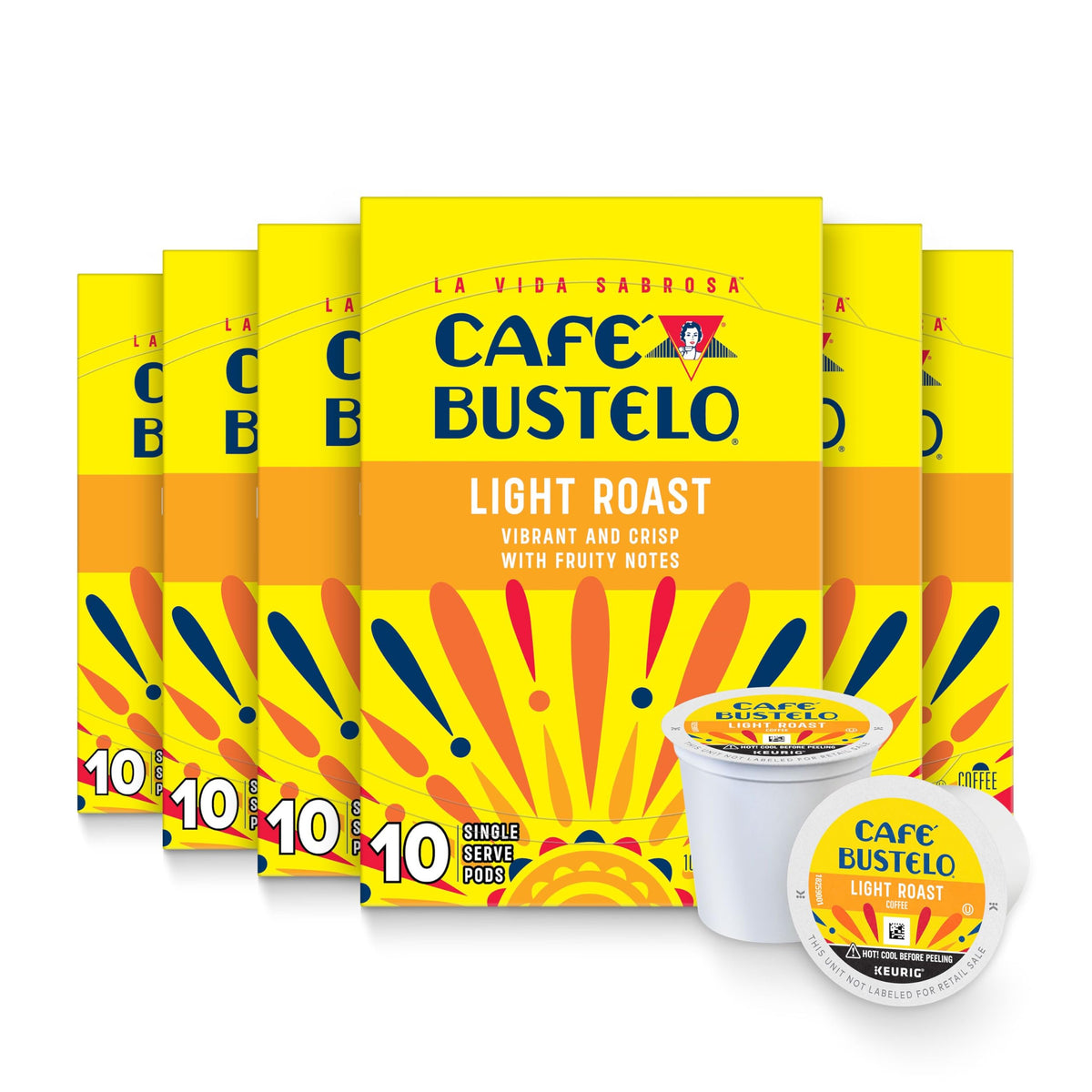 Café Bustelo Light Roast Coffee Pods — Keurig Compatible, 60 Pods (Pack of 6)