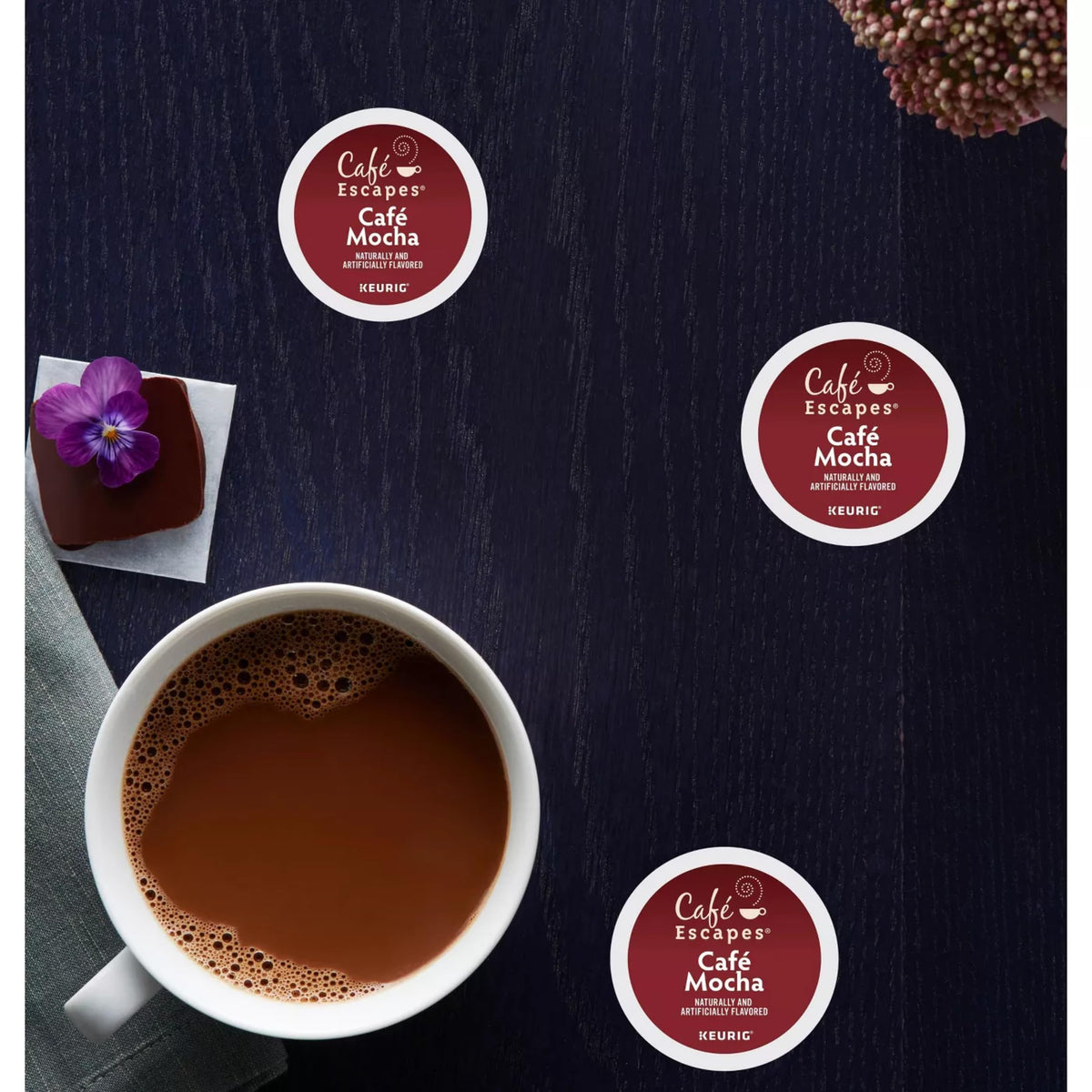 Cafe Escapes Cafe Mocha K-Cup Pods, 48 Count (2 Boxes) – Rich Cocoa & Coffee Flavor