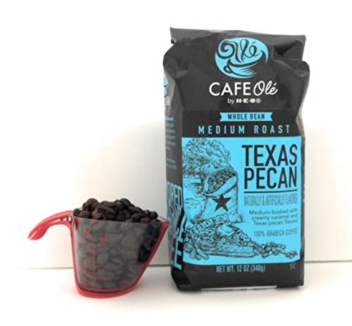 Cafe Ole Texas Pecan Whole Bean Coffee – 3-Pack Bundle with Goodcook Measure