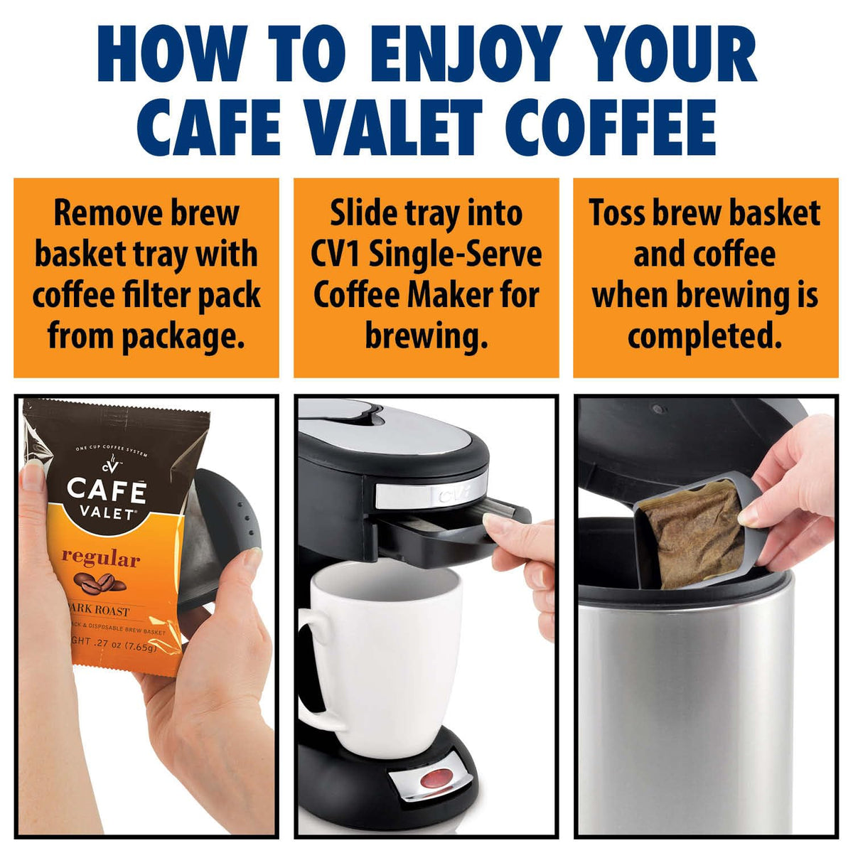 Cafe Valet Regular Dark Roast – 84-Count Single-Serve Packets for Café Valet Makers