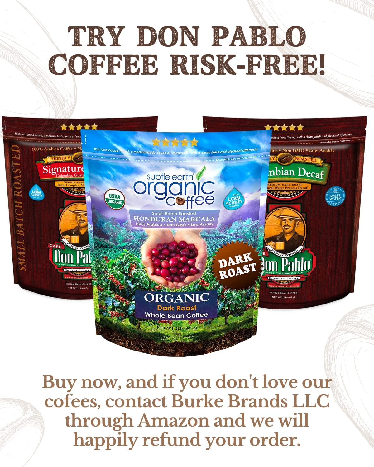 Cafe Don Pablo Subtle Earth Organic Coffee – Dark Roast, 2 lb Whole Bean, 100% Arabica, Low Acidity, Non-GMO