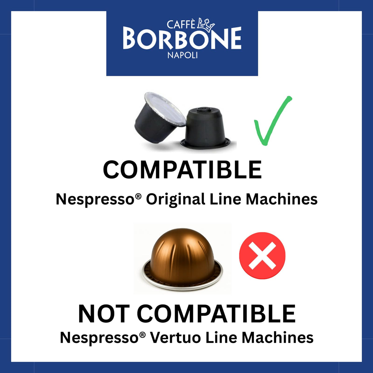 Caffè Borbone Blue Blend Pods – Medium Roast, 50 Count, Nespresso Compatible