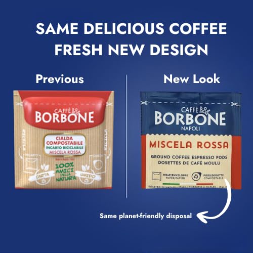Caffè Borbone Espresso Pods – Miscela Rossa Red Blend, Dark Roast, 50 ESE Pods
